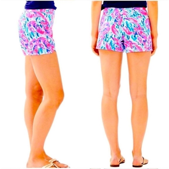 Lilly Pulitzer Hazelle Stretch Shorts Beyond The Sea (29185) 4 - Picture 12 of 13